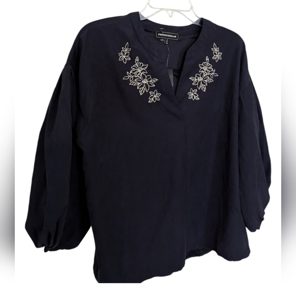 NWT FRENCH BAZAAR LARGE BALLOON SLEEVE EMBROIDERED TOP - Picture 3 of 11
